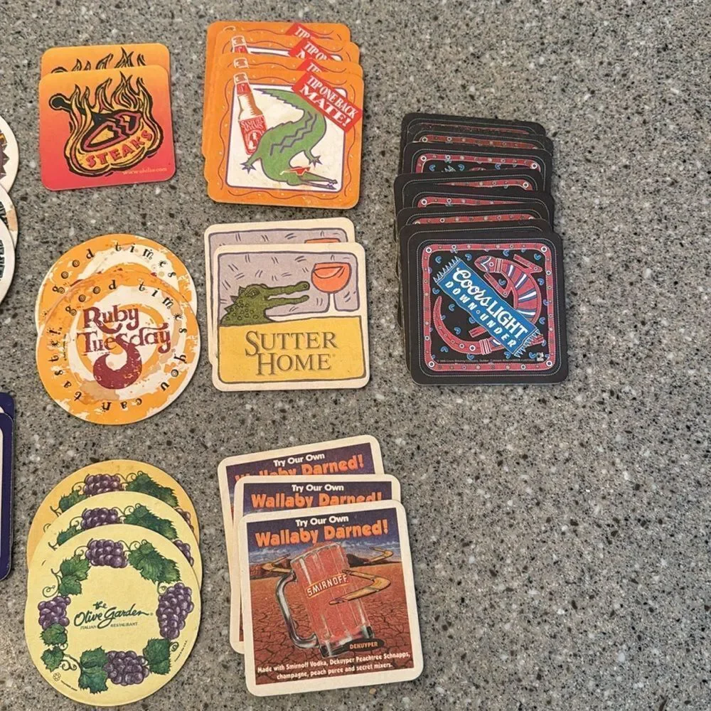 Vintage 90s Beer Restaurant Cardboard Coasters Set Of 33